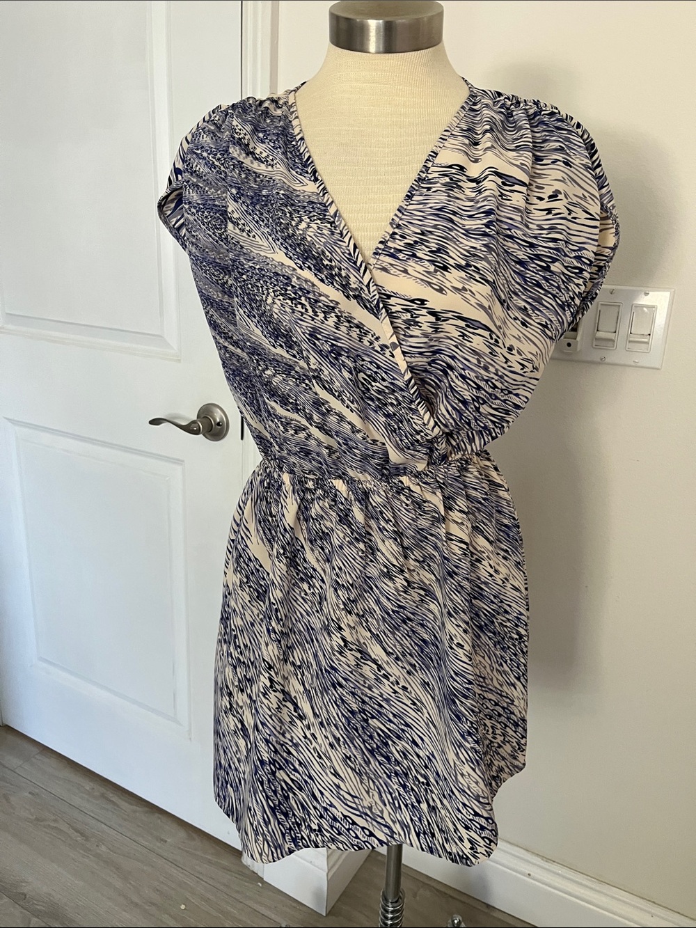 Navy & Cream Printed Dress